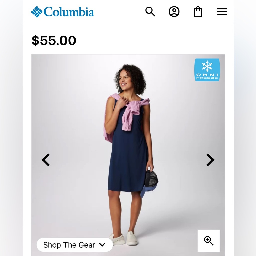 Columbia PFG Freezer III Omni Wick Shade Midi Dress Navy Blue Fishing Outdoor M